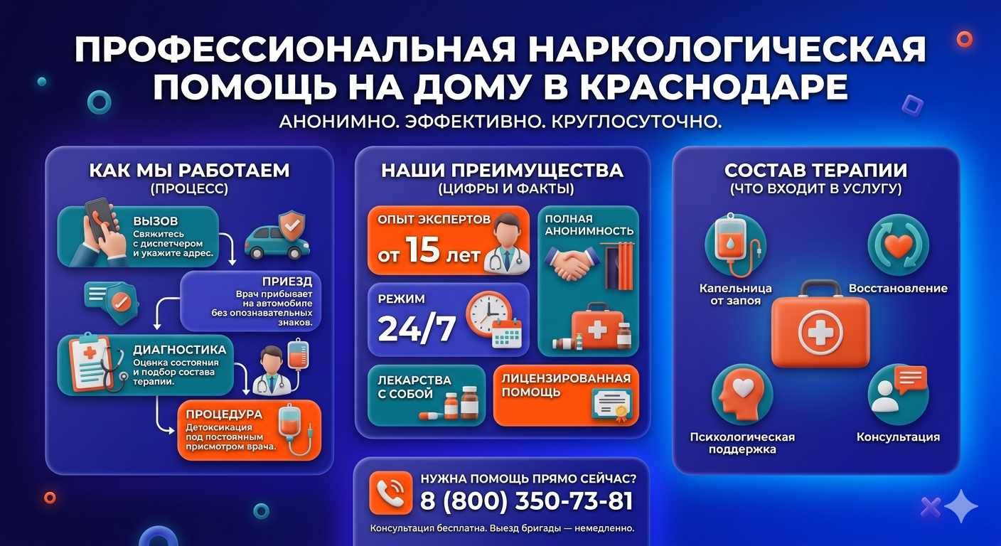 Инфографика о принципах лечения алкоголизма на дому в Погаре: этапы вызова нарколога, преимущества анонимной детоксикации и состав медицинской помощи.